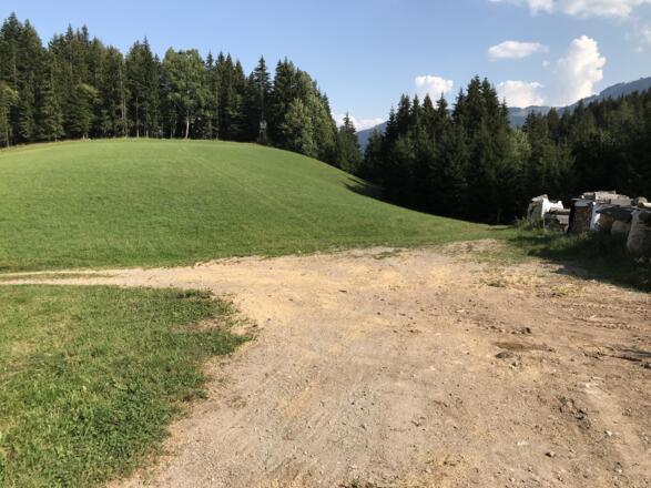 11.90 km Walk STRAIGHT AHEAD over the field in the direction of the forest and follow the forest trail as it descends in the direction of Scheffau/Cafe Rosemarie
