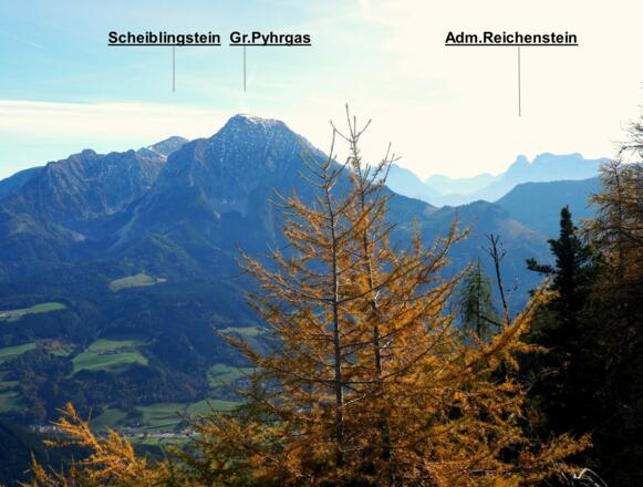 Blick ostwärts, Pyhrgas und Gesäuse