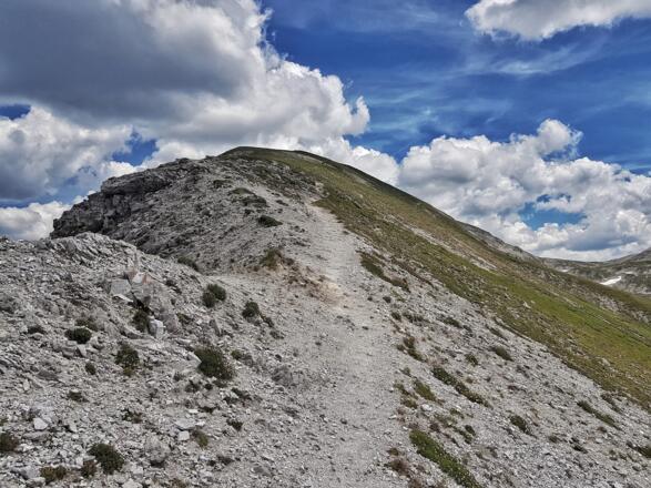 Der Weg am Grat vom Meregg Richtung Steirische Kalkspitze