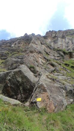Der Einstieg vom Klettersteig, hier geht es gleich zur Sache.