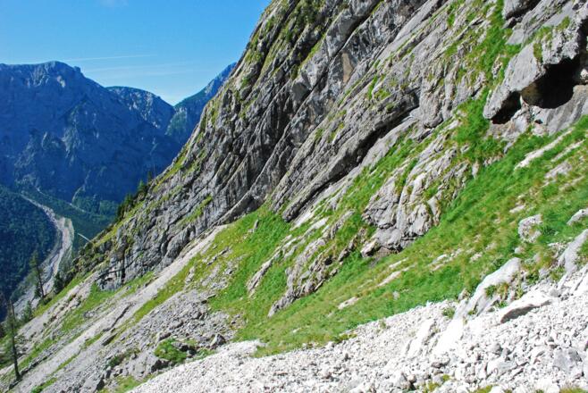 Blick zum Salzsteigjoch vom Eingang zum oberen Finsterriegelkar