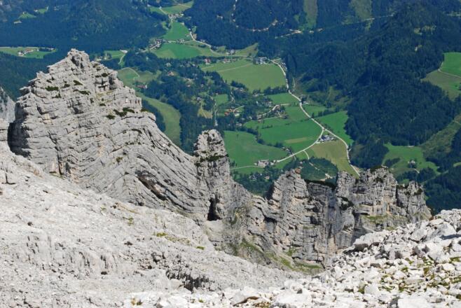 Blick vom Gipfel des Hebenkas auf den Großen und den Kleinen Turm