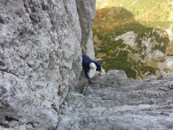 1. Seillänge aus der 1. Seillänge heraus