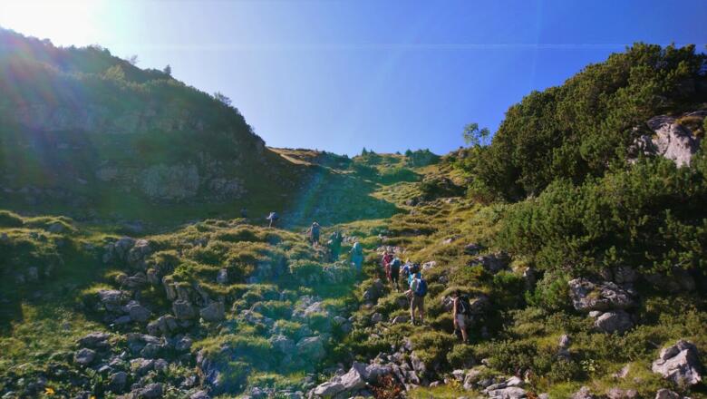 Wegloser Aufstieg zum Lumberger Grat