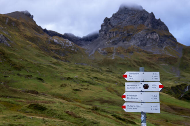 Wegweiser im Schatten der Roggalspitze (2)